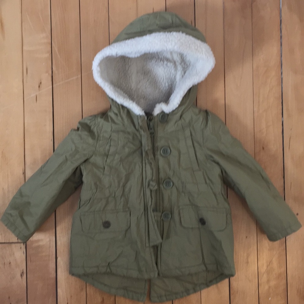 BabyGap olive Sherpa hood jacket